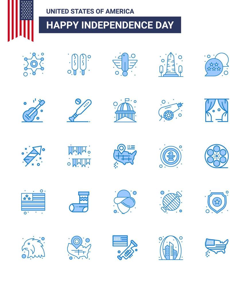 4 de julio usa feliz día de la independencia icono símbolos grupo de 25 blues moderno de bandera usa animal vista punto de referencia editable día de usa elementos de diseño vectorial vector