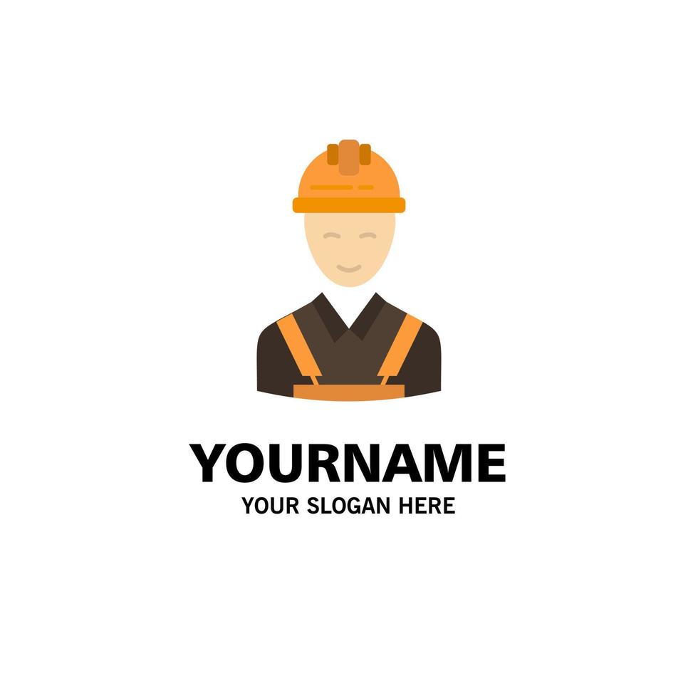 Worker Building Carpenter Construction Repair Business Logo Template Flat Color vector