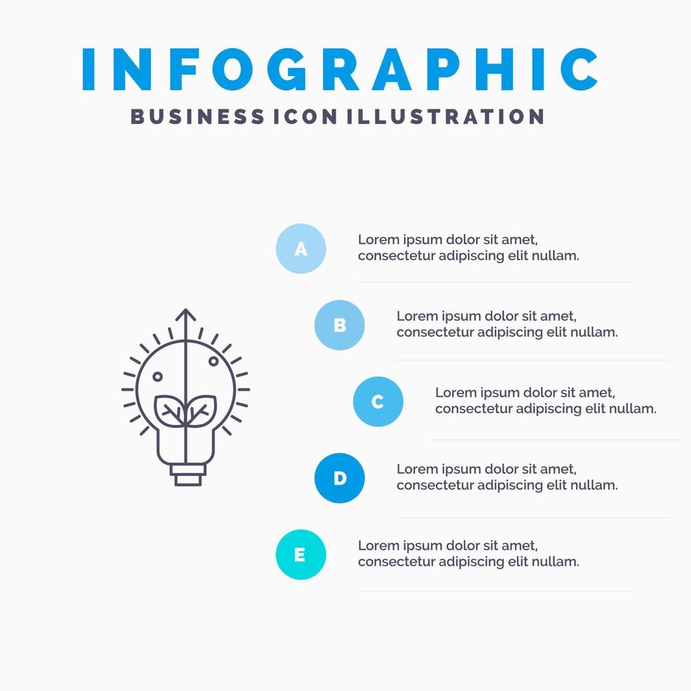 Success Idea Bulb Light Line icon with 5 steps presentation infographics Background vector