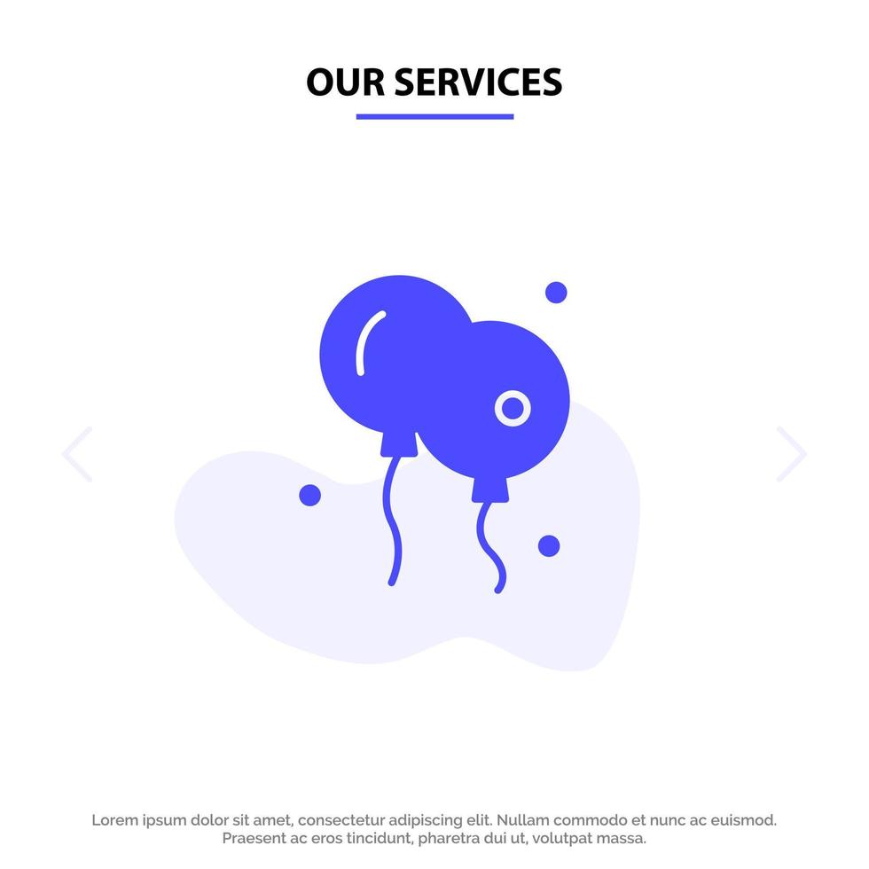 nuestros servicios globo pascua naturaleza icono de glifo sólido plantilla de tarjeta web vector