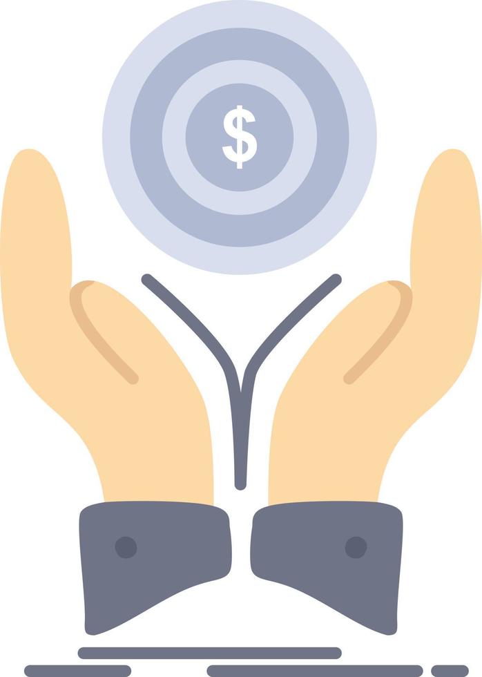 coin hand stack dollar income Flat Color Icon Vector