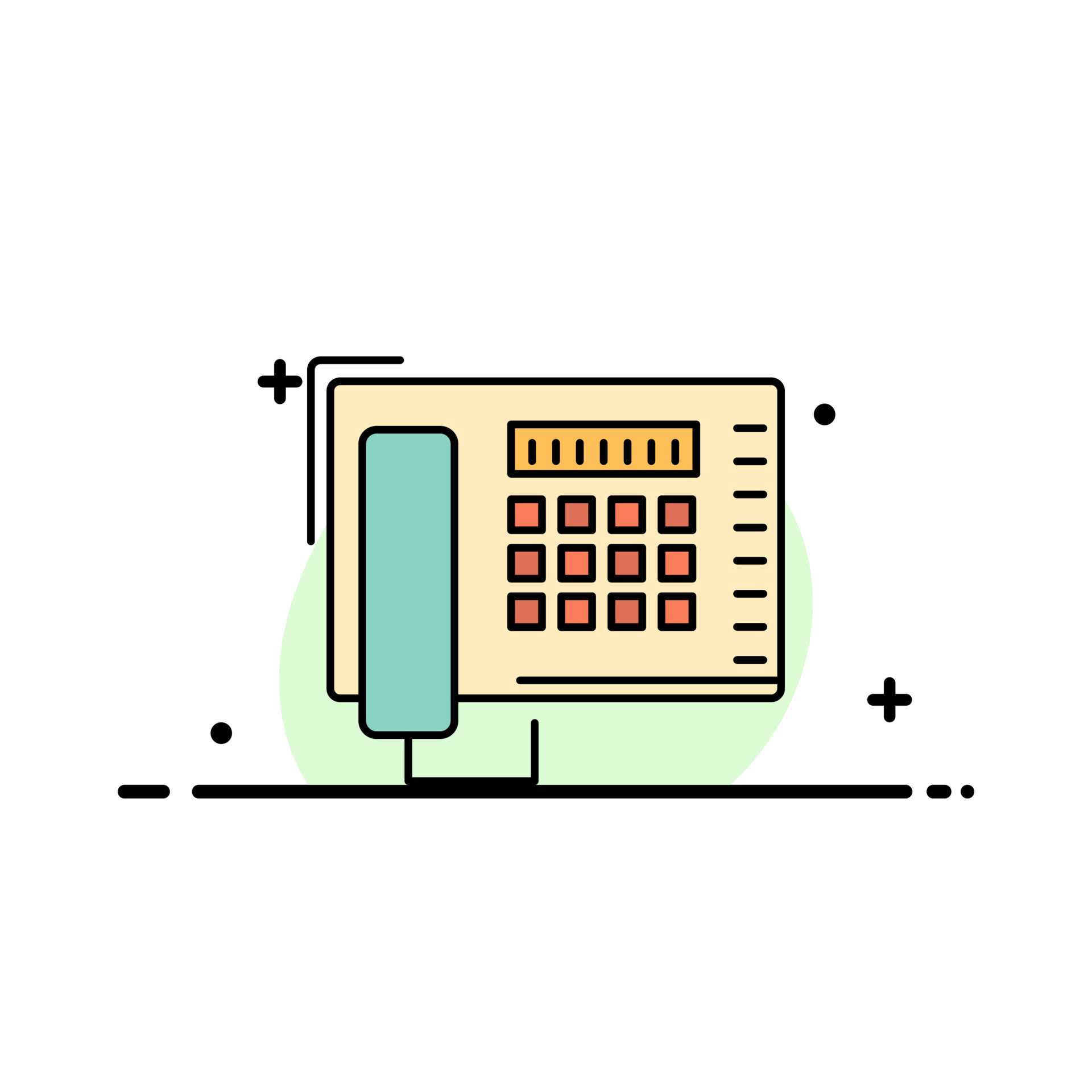 Telephone Fax Number Call Business Flat Line Filled Icon Vector Banner
