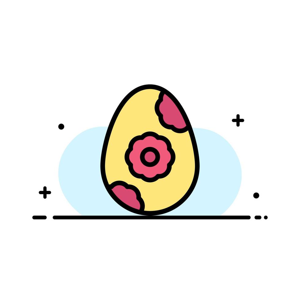 Egg Easter Flower  Business Flat Line Filled Icon Vector Banner Template