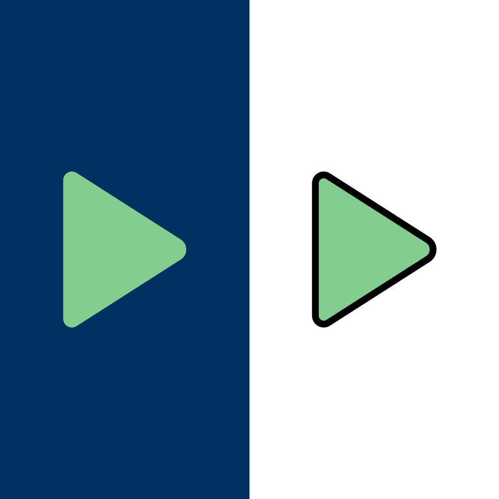 Control Media Play Video  Icons Flat and Line Filled Icon Set Vector Blue Background