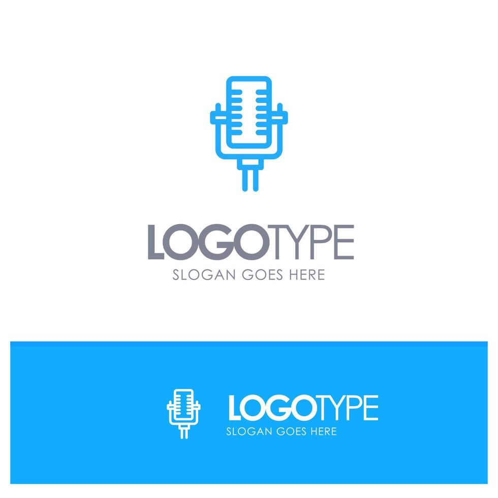 Microphone Multimedia Record Song Blue Logo Line Style vector