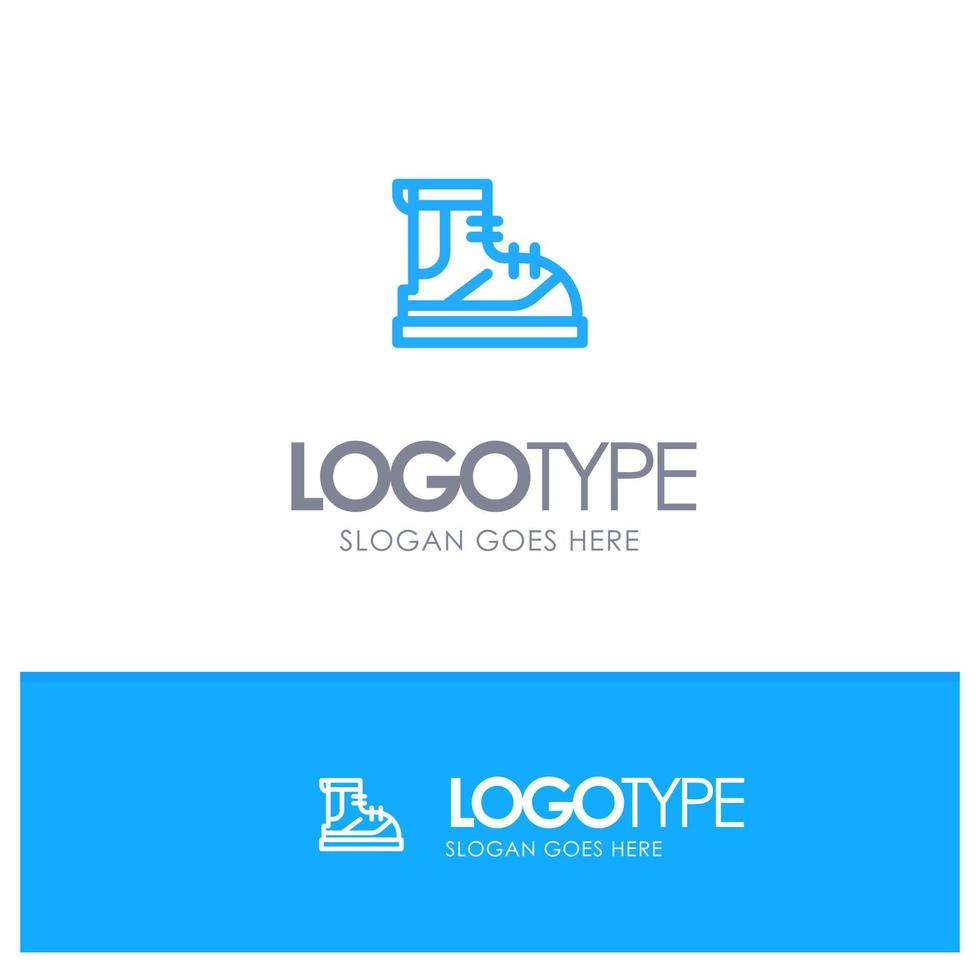 Boots Hiker Hiking Track Boot Blue Logo Line Style vector