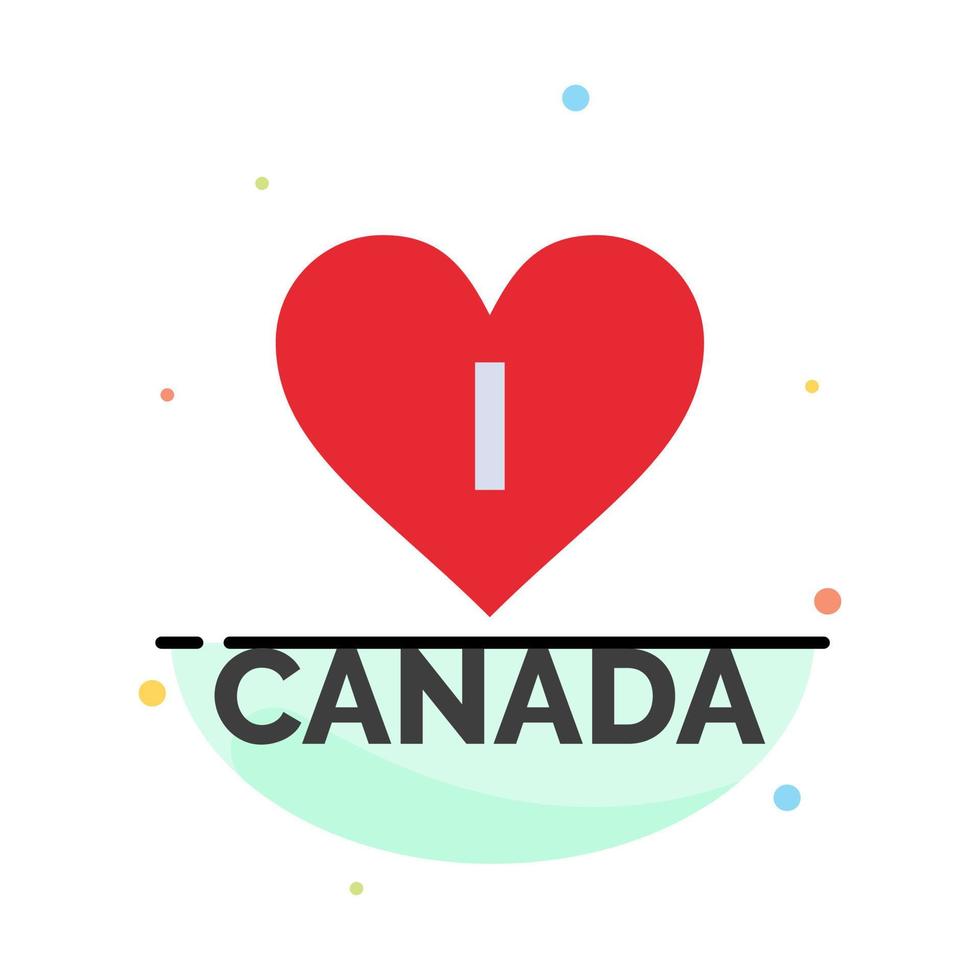 Love Heart Canada Abstract Flat Color Icon Template vector