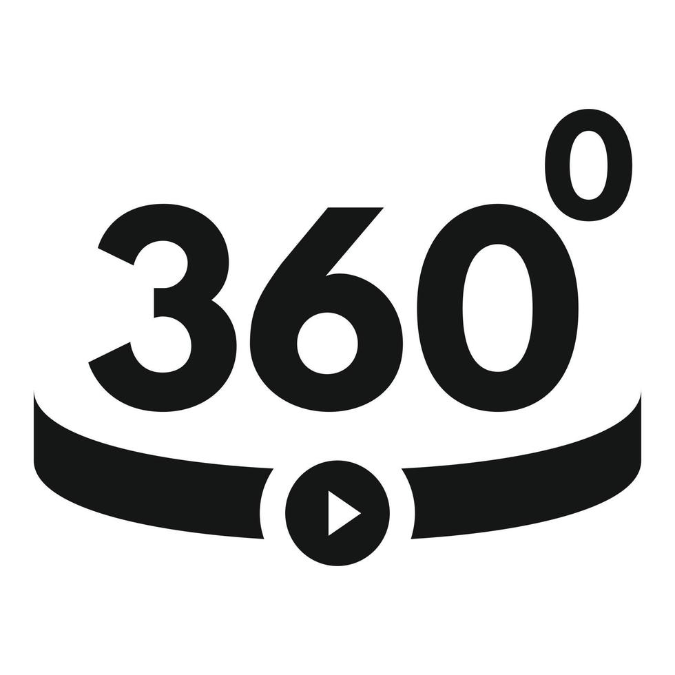 icono multimedia de 360 grados, estilo simple vector