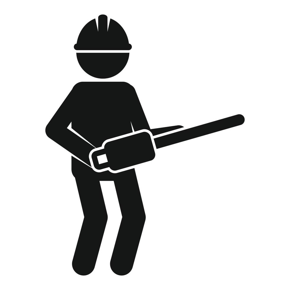 icono de motosierra de trabajador, estilo simple vector