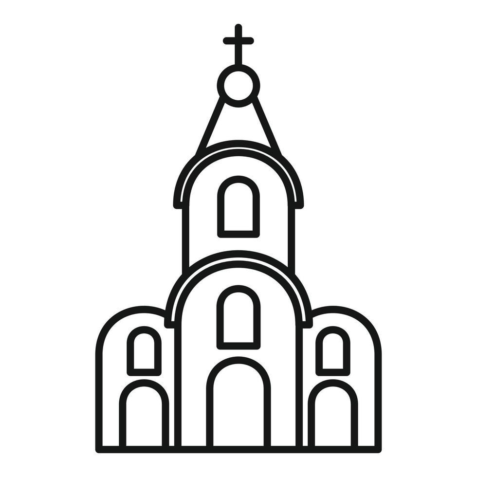 icono de la capilla de la ciudad, estilo de esquema vector