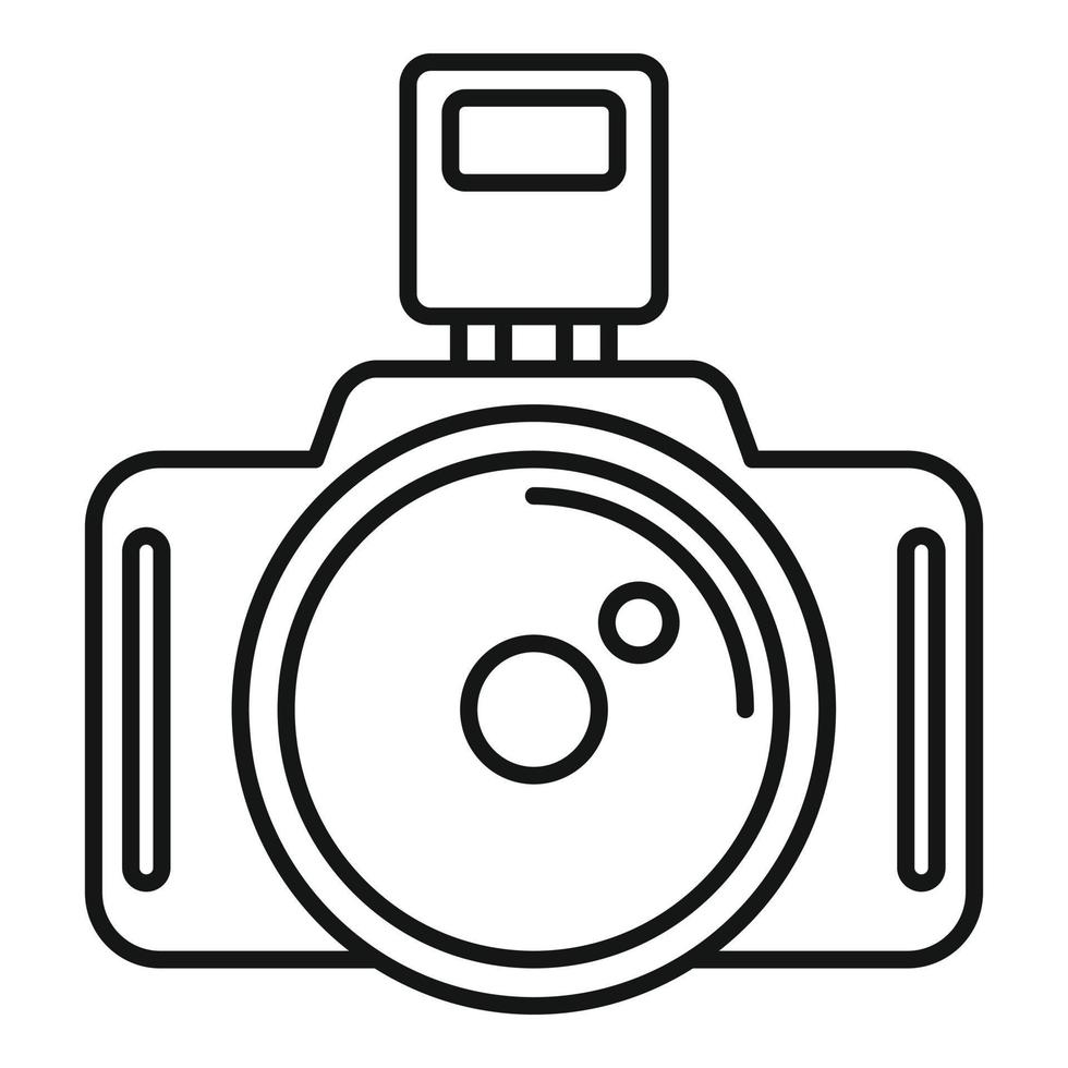 Photo camera icon, outline style vector