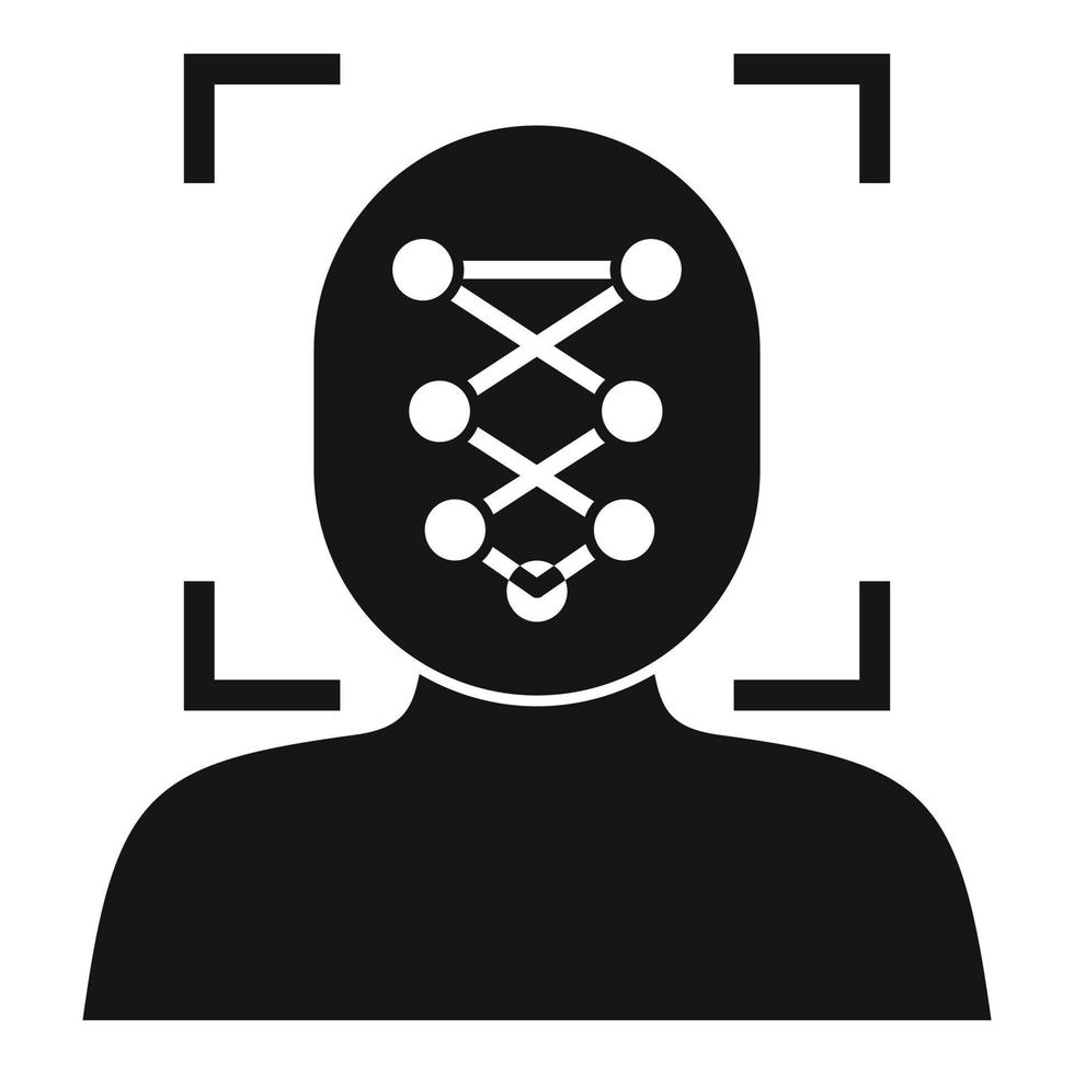 Man face recognition icon, simple style vector