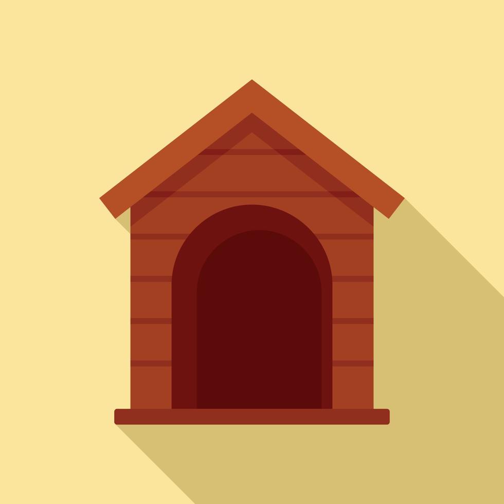 Dog wood house icon, flat style vector