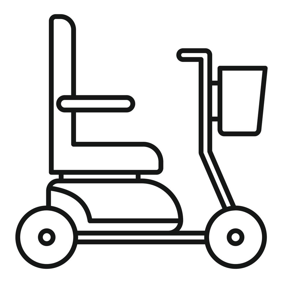 icono de silla de ruedas eléctrica, estilo de esquema vector