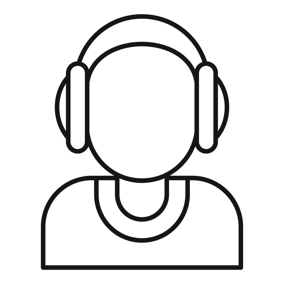 Dj with headphones icon, outline style vector