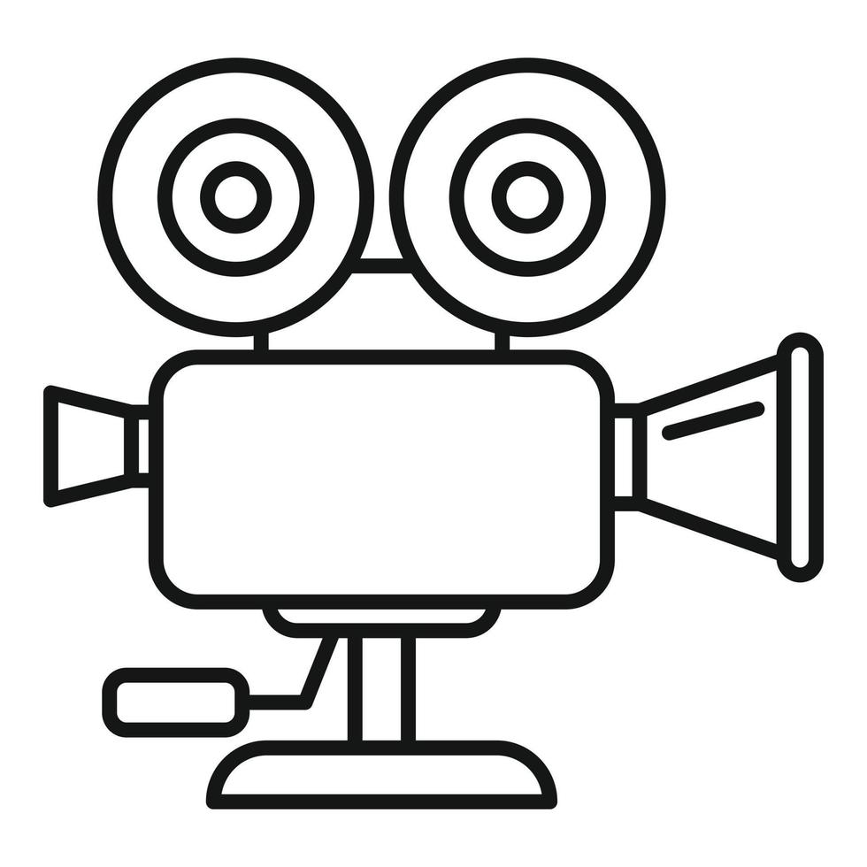 icono de cámara de video, estilo de esquema vector