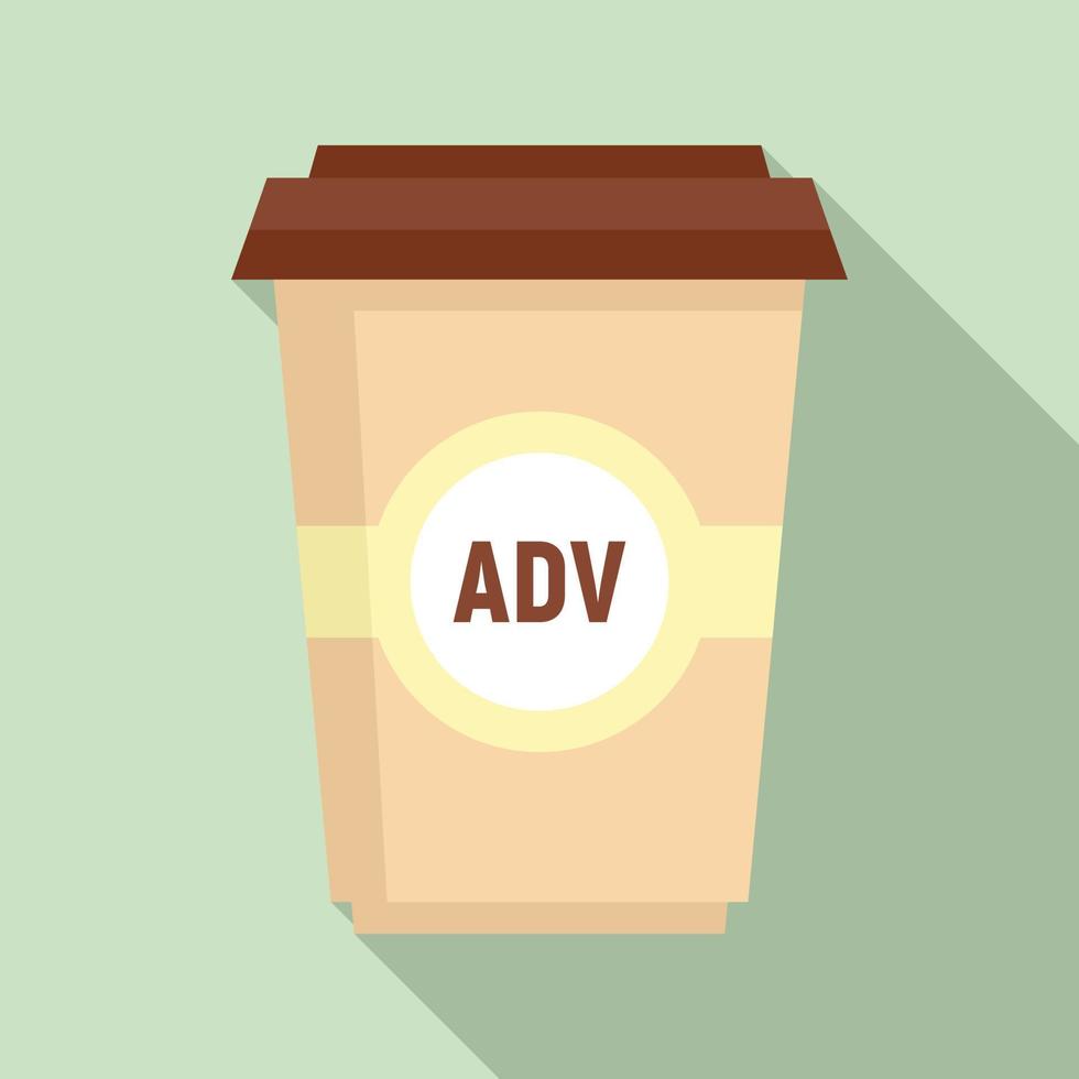 Adv coffee cup icon, flat style vector