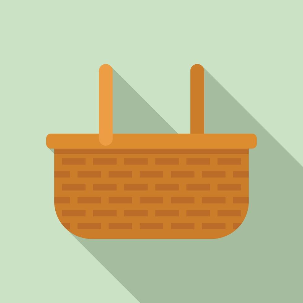 Wicker picnic icon, flat style vector