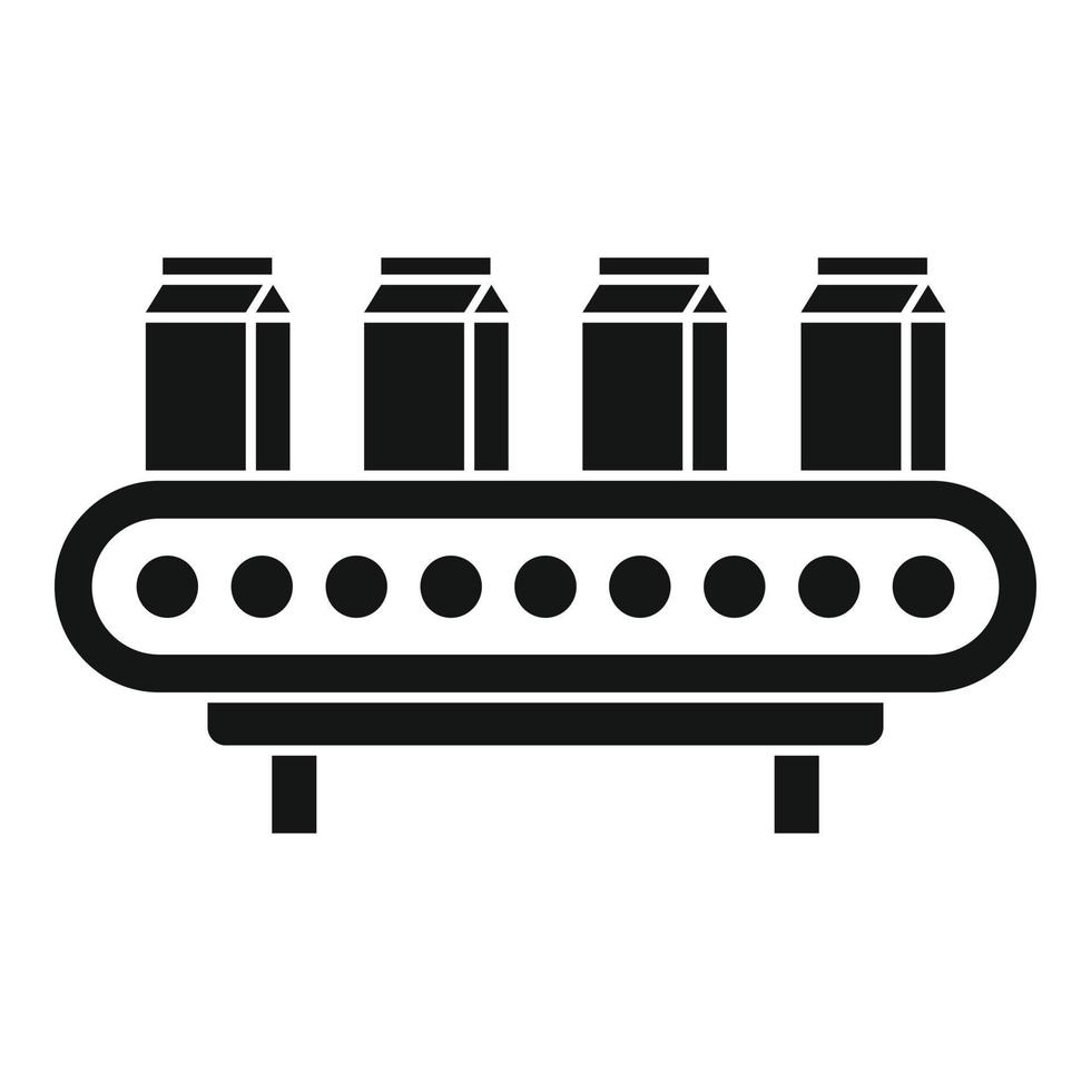 Milk package assembly line icon, simple style vector
