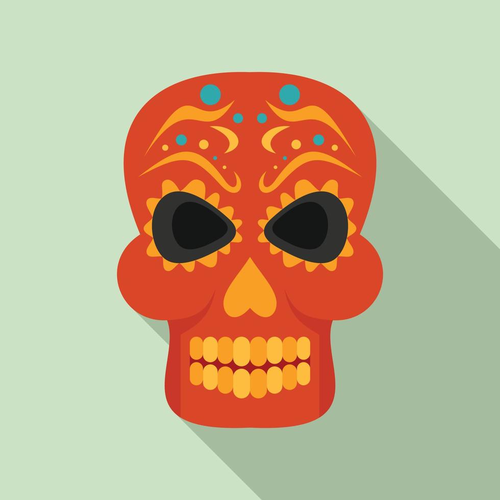 Dead mexican skull icon, flat style vector