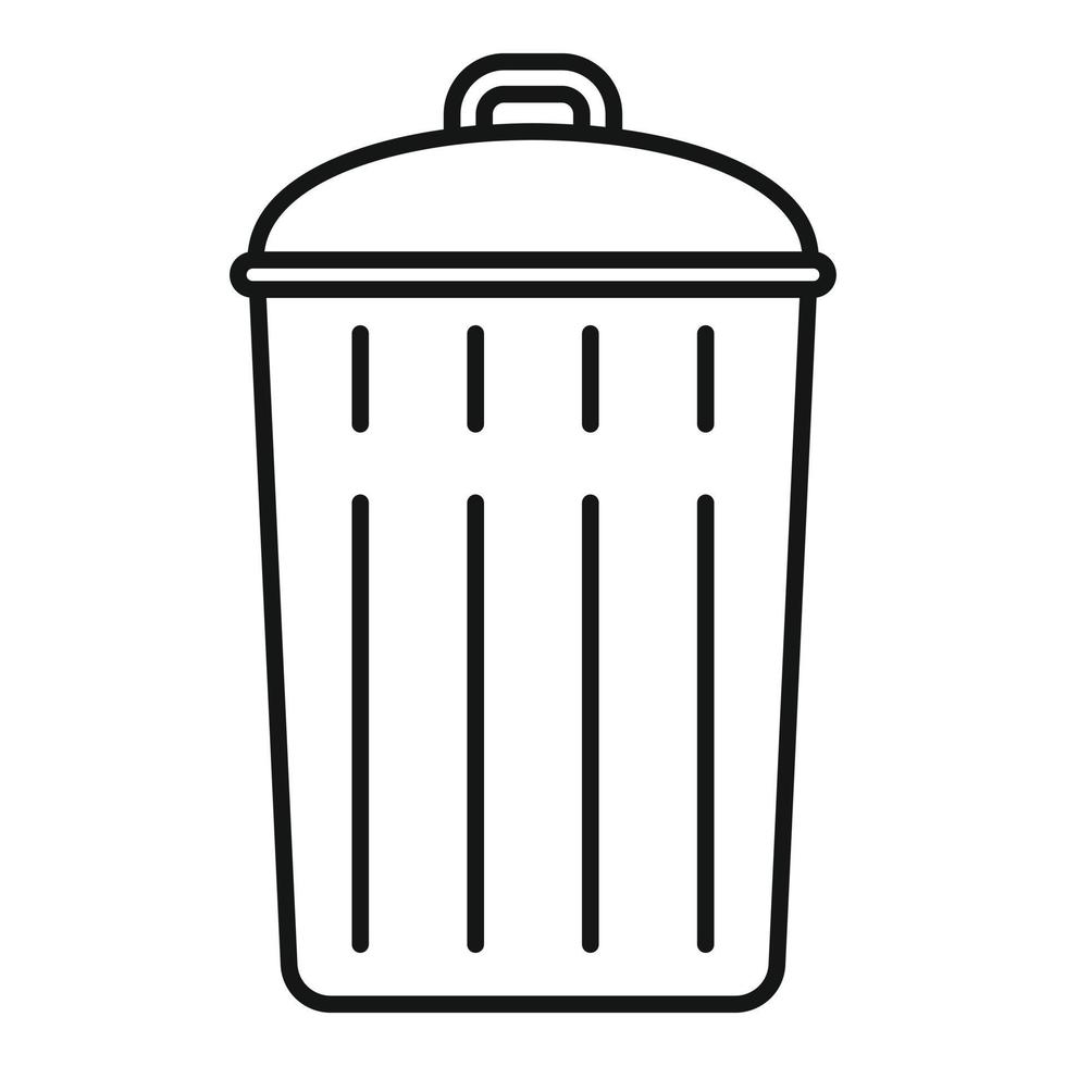 Steel recycle bin icon, outline style vector
