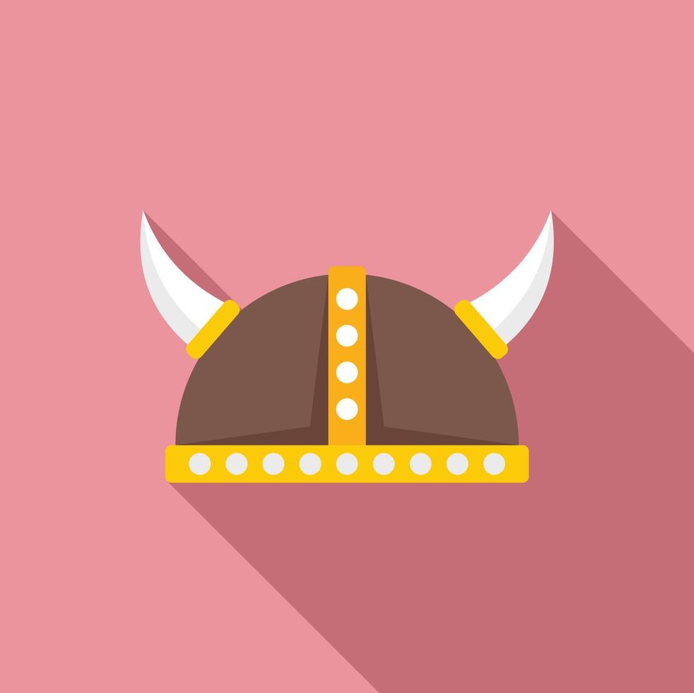 Swedish viking helmet icon, flat style vector