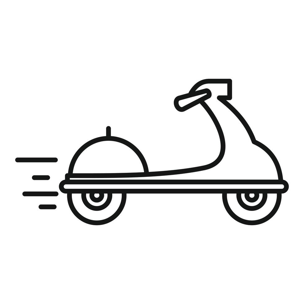 icono de entrega de alimentos en scooter, estilo de contorno vector