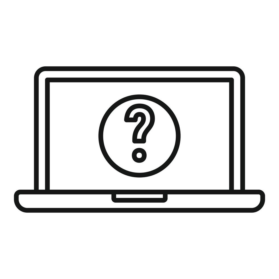 Laptop password request icon, outline style vector
