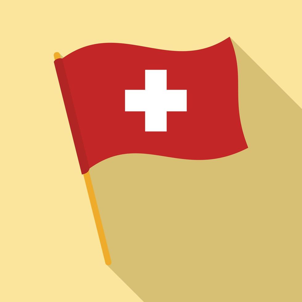 Swiss flag icon, flat style vector