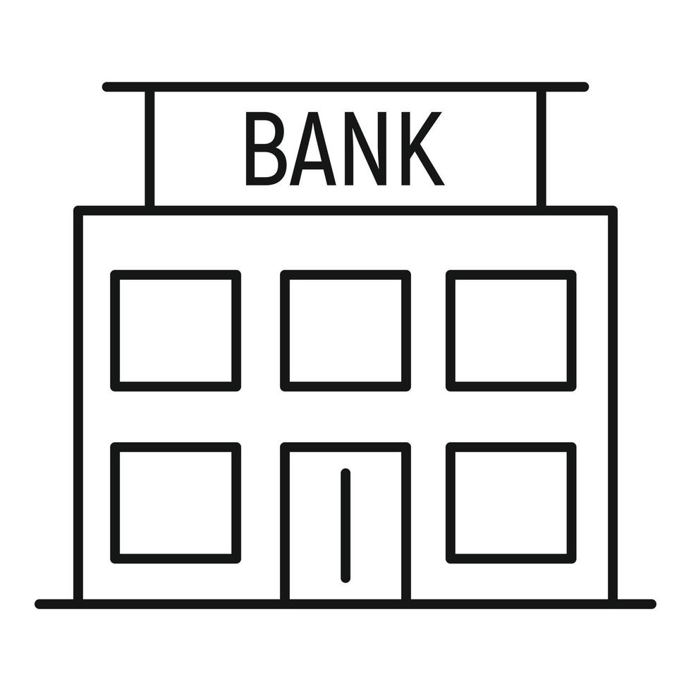 Bank building icon, outline style vector