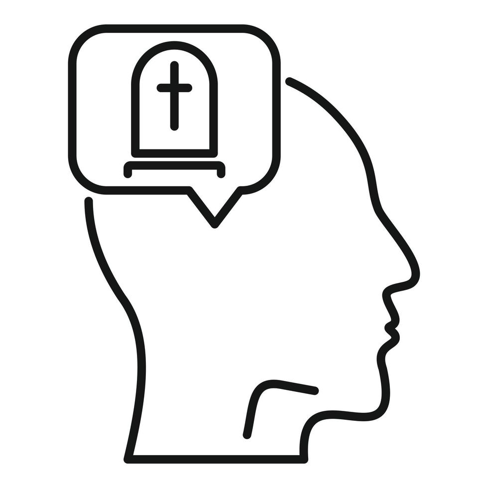 Think about death icon, outline style vector