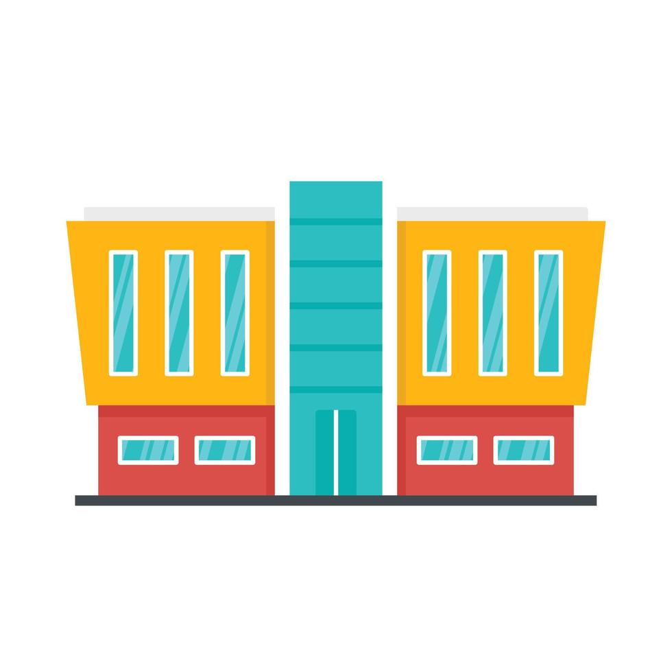 Mall building icon, flat style vector