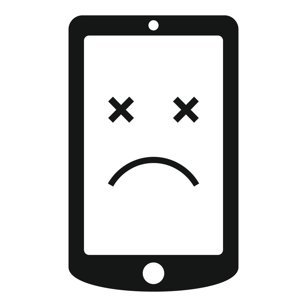 Broken mobile phone icon, simple style vector