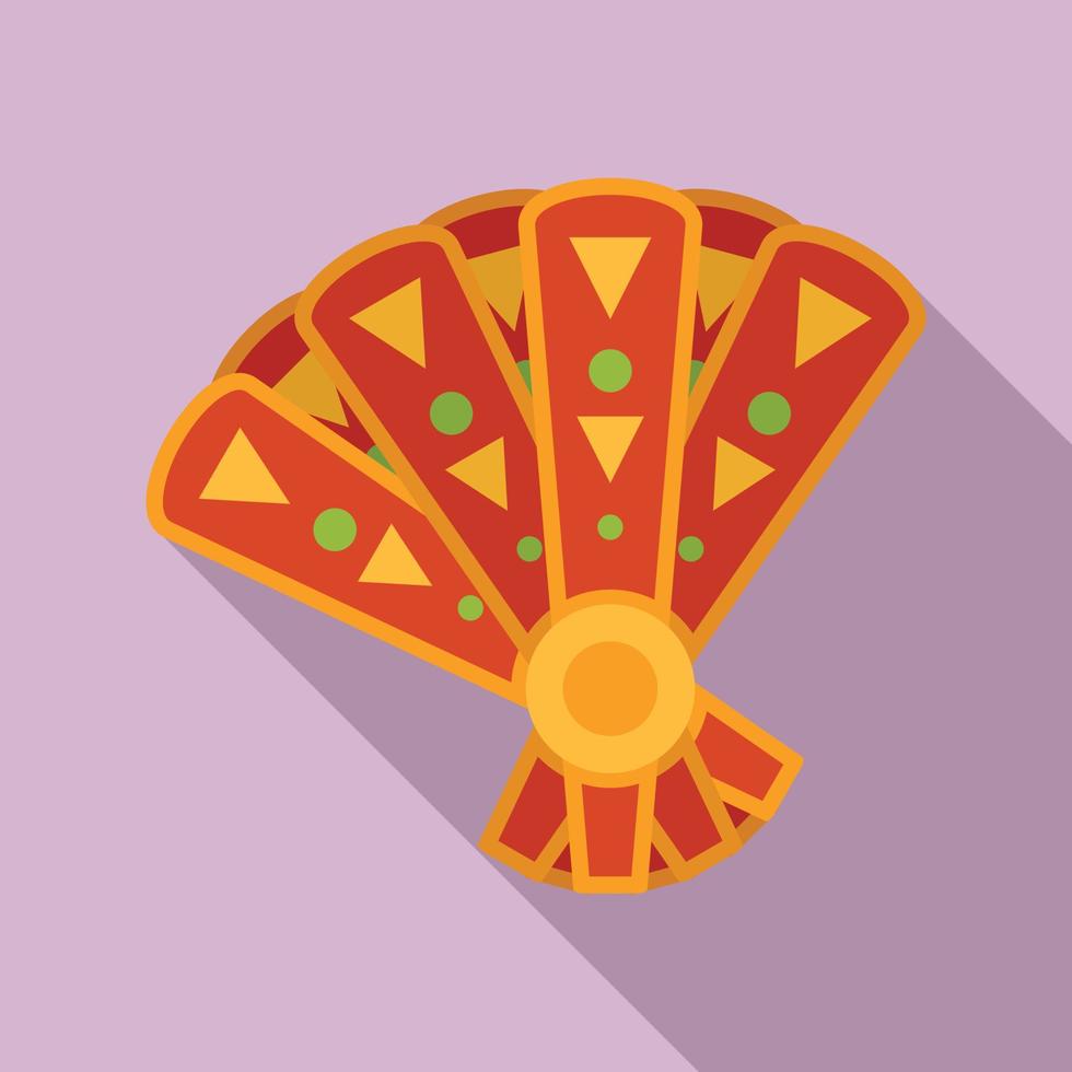 Mexican hand fan icon, flat style vector