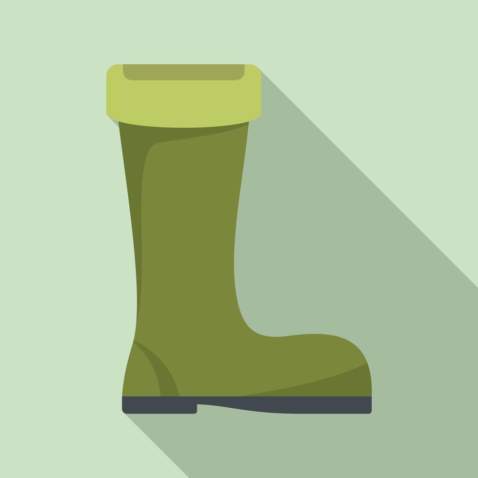 icono de bota verde pescador, tipo plano vector