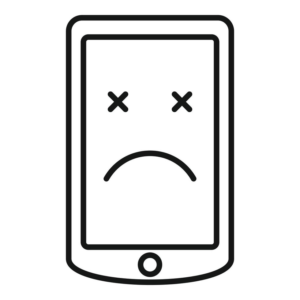 Broken mobile phone icon, outline style vector