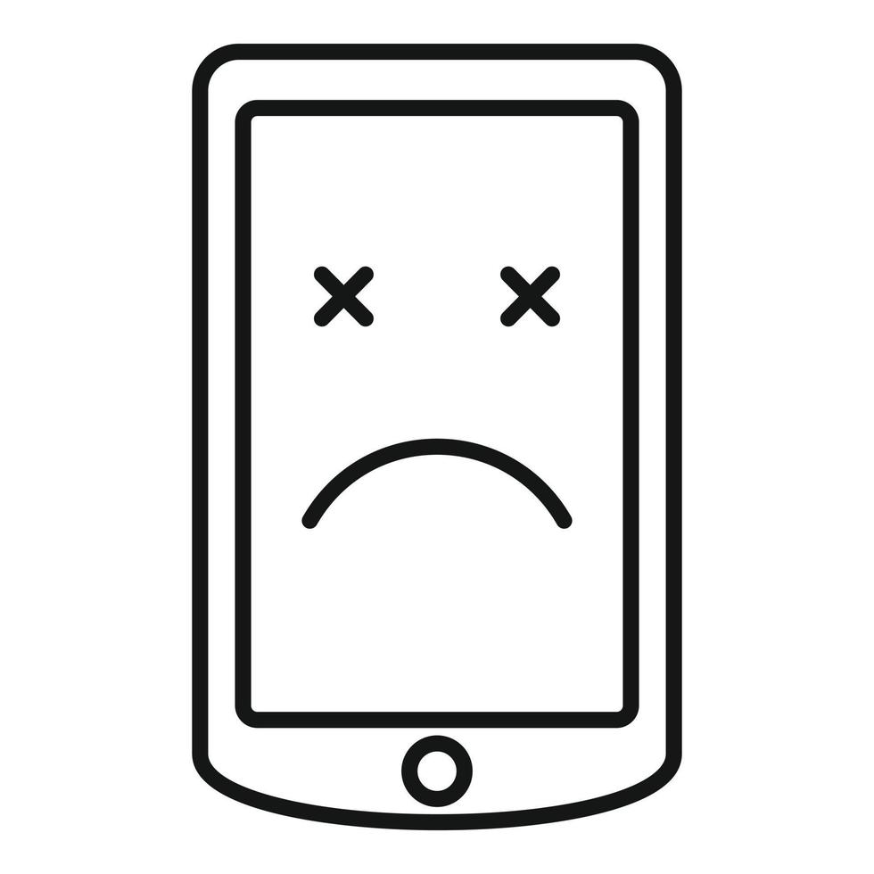 Broken mobile phone icon, outline style vector