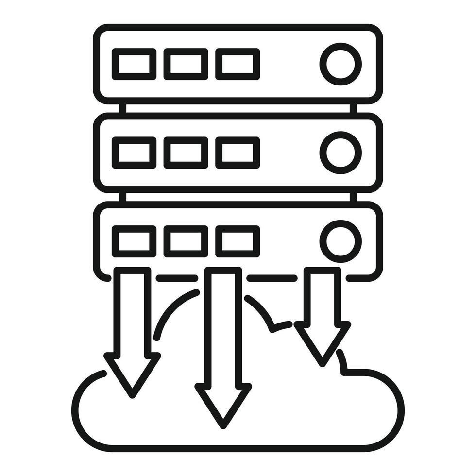 icono de descarga de datos del servidor, estilo de contorno vector