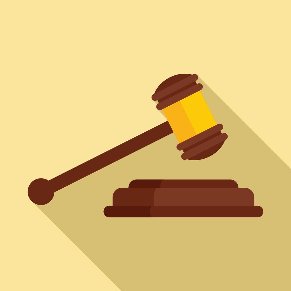 Judge gavel icon, flat style vector