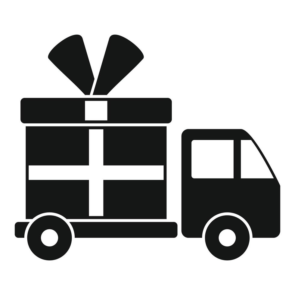 icono de entrega de caja de regalo, estilo simple vector