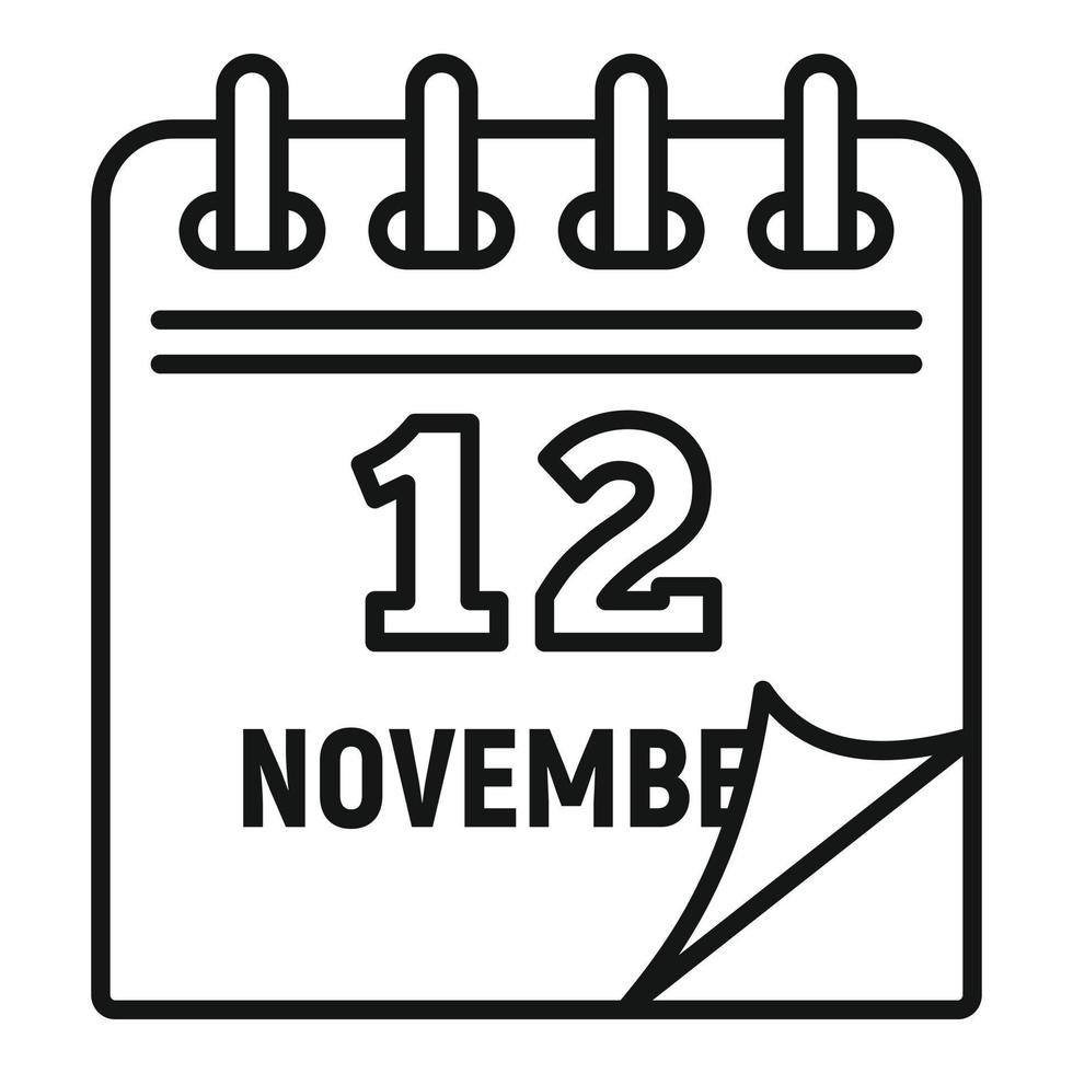 Icono de calendario del 12 de noviembre, estilo de esquema vector
