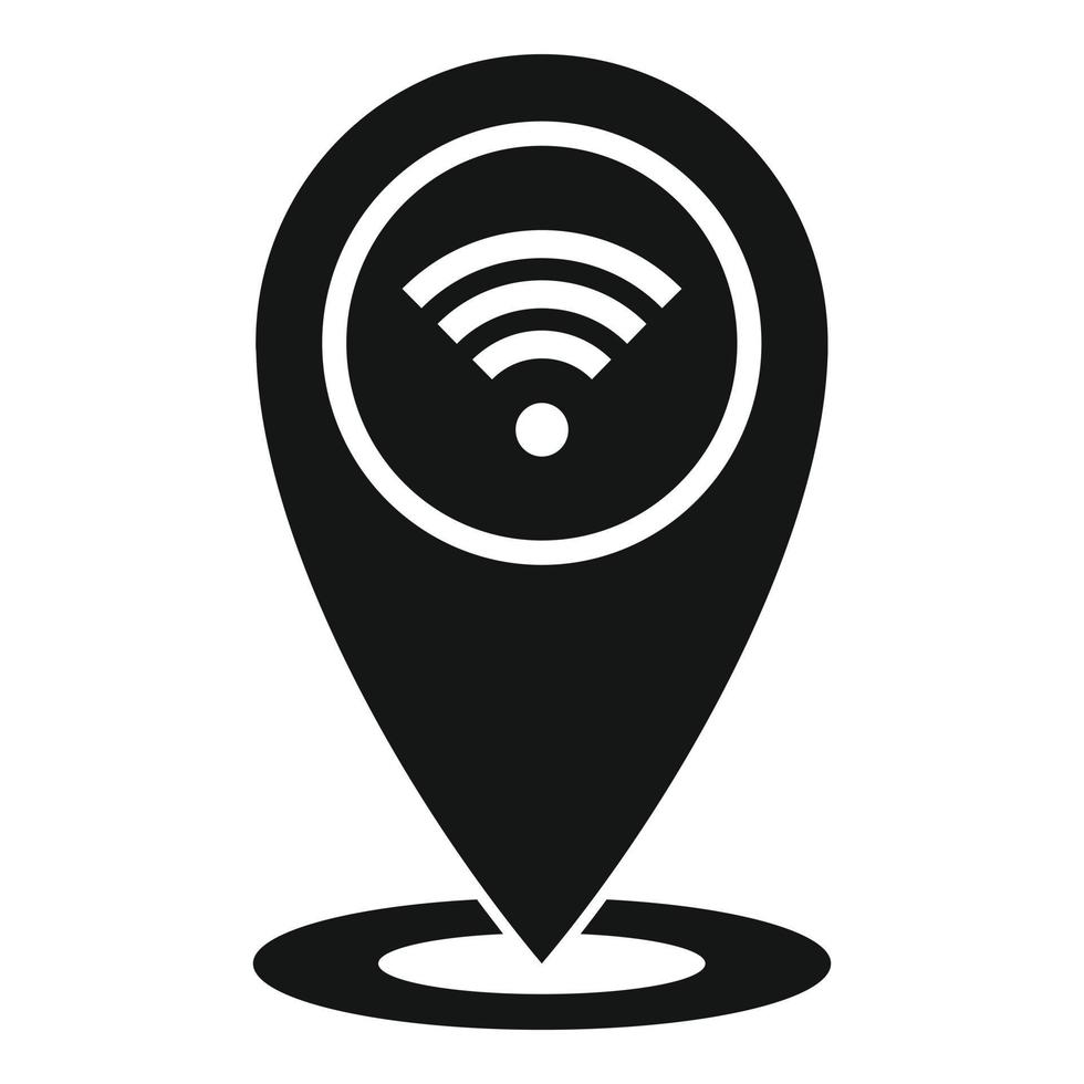 Wifi gps pin icon, simple style vector