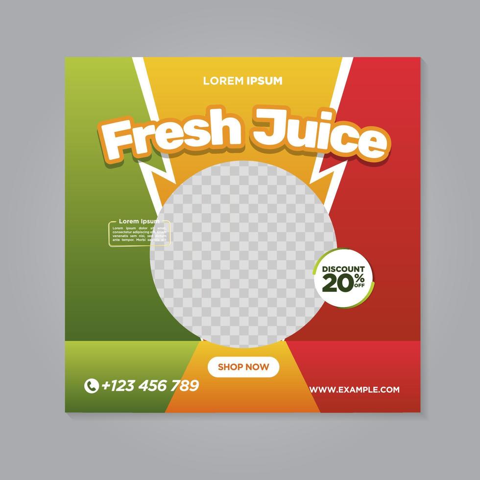 Fresh drink social media banner post template vector