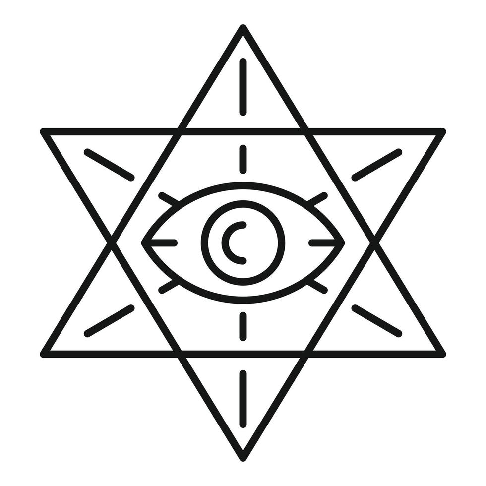 icono de ojo de estrella de david, estilo de esquema vector