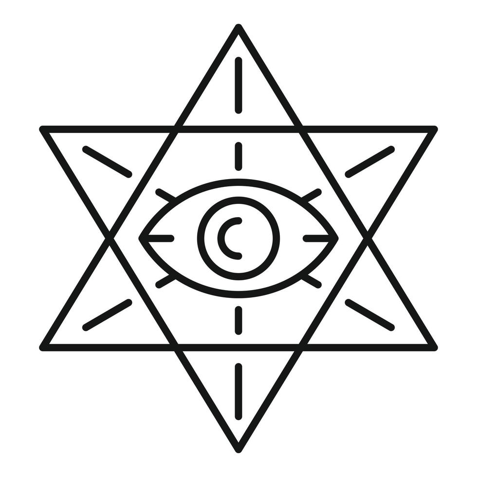 David star eye icon, outline style vector