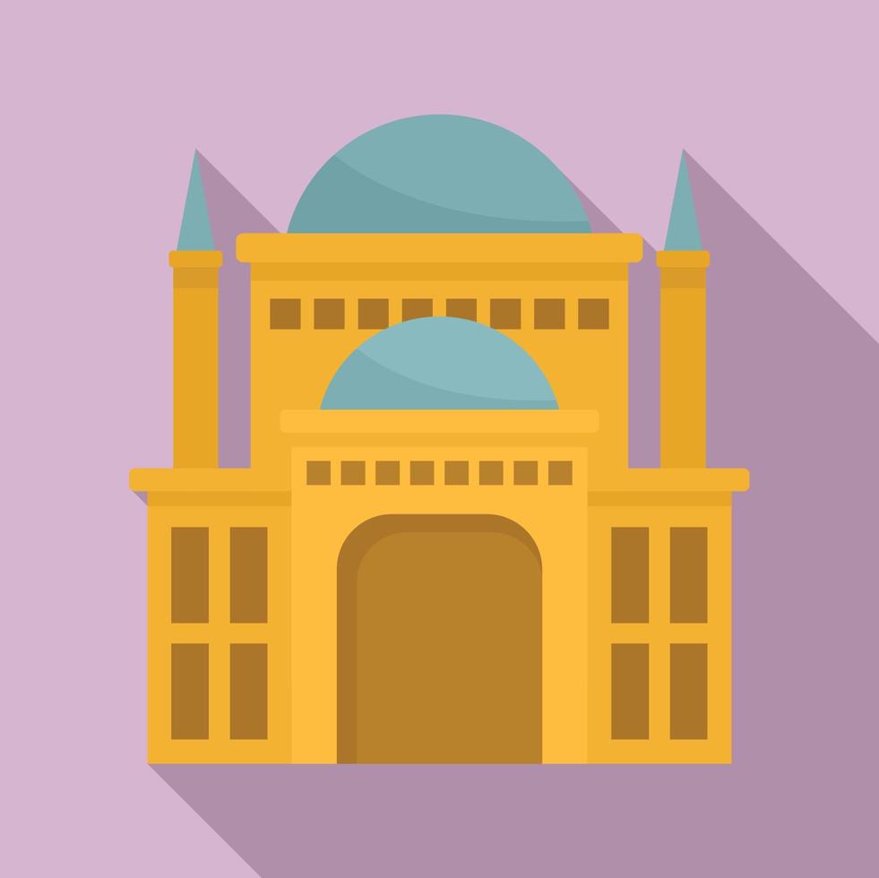 Egypt castle icon, flat style vector