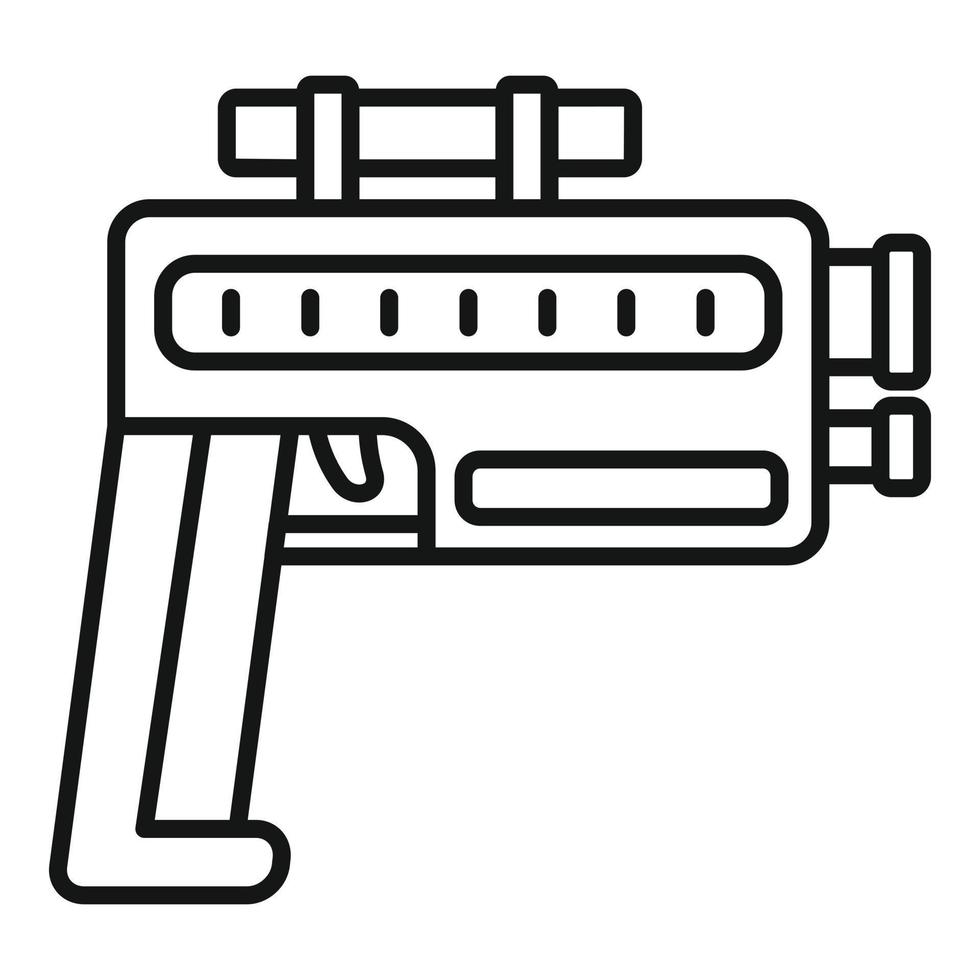 Pistol blaster icon, outline style vector