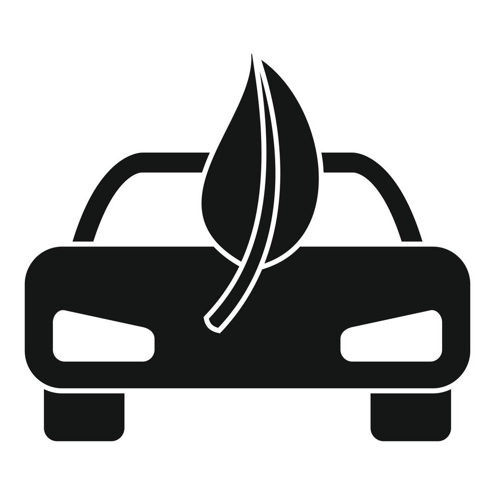 Eco leaf electric car icon, simple style vector