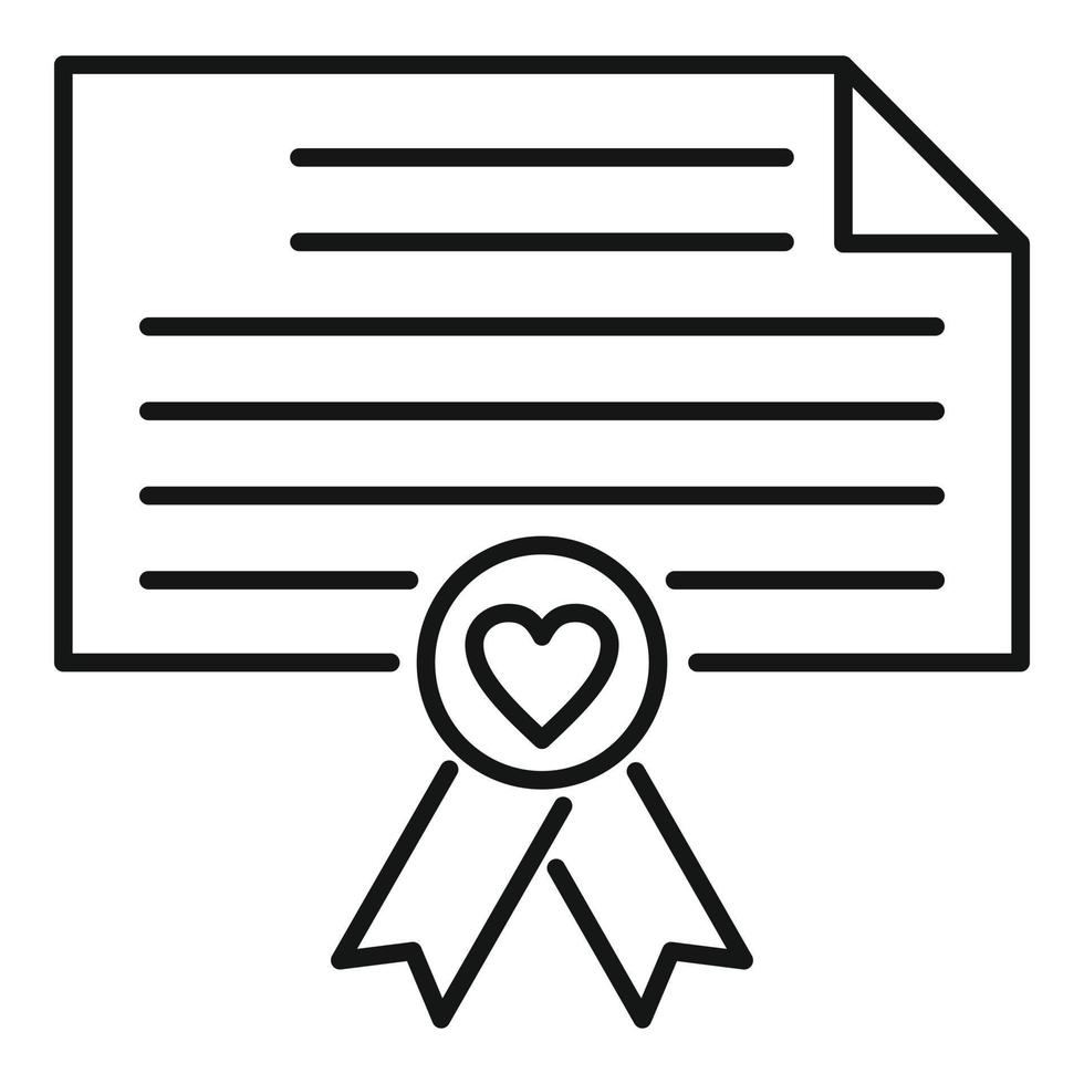 icono de certificado de recién nacido, estilo de esquema vector