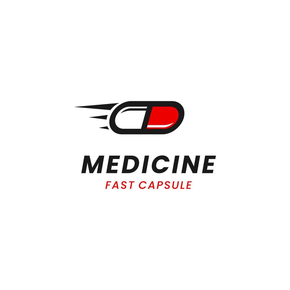 fast medicine capsule pill hospital pharmacy delivery logo design vector